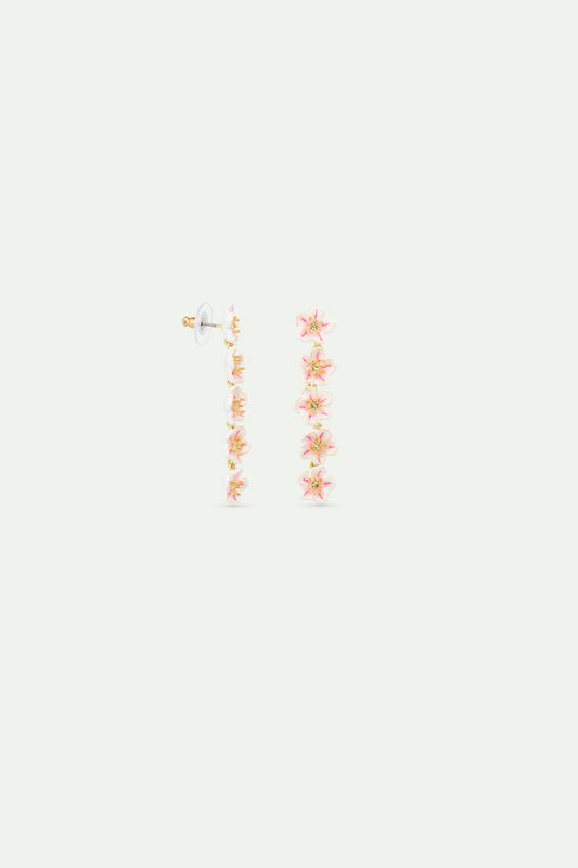 Mini white cherry blossom dangle earrings