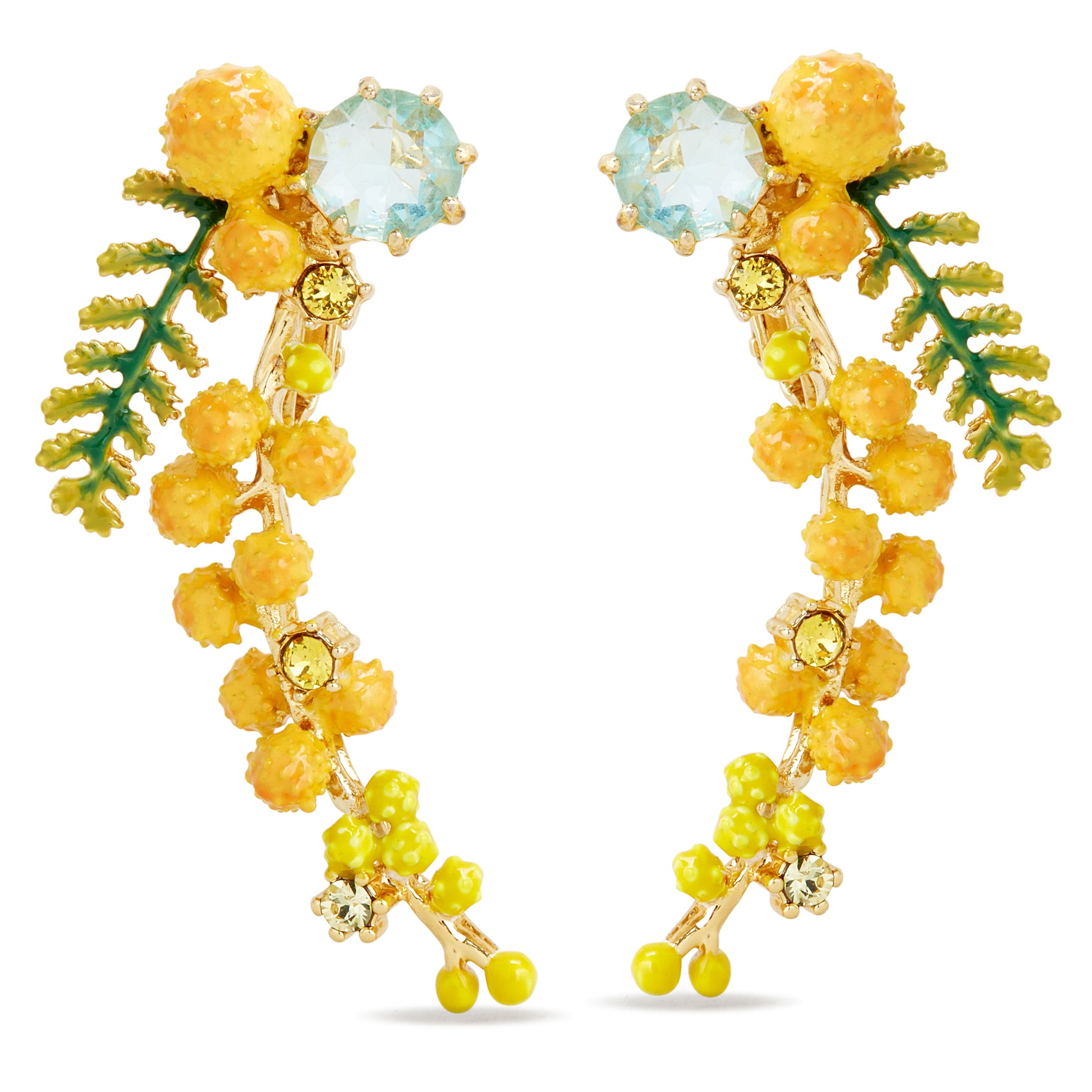 Les Néréides Clip Earrings JARDINS DE PROVENCE Stone & Long mimosa branch from the JARDINS DE PROVENCE collection officially available in Manila, Philippines