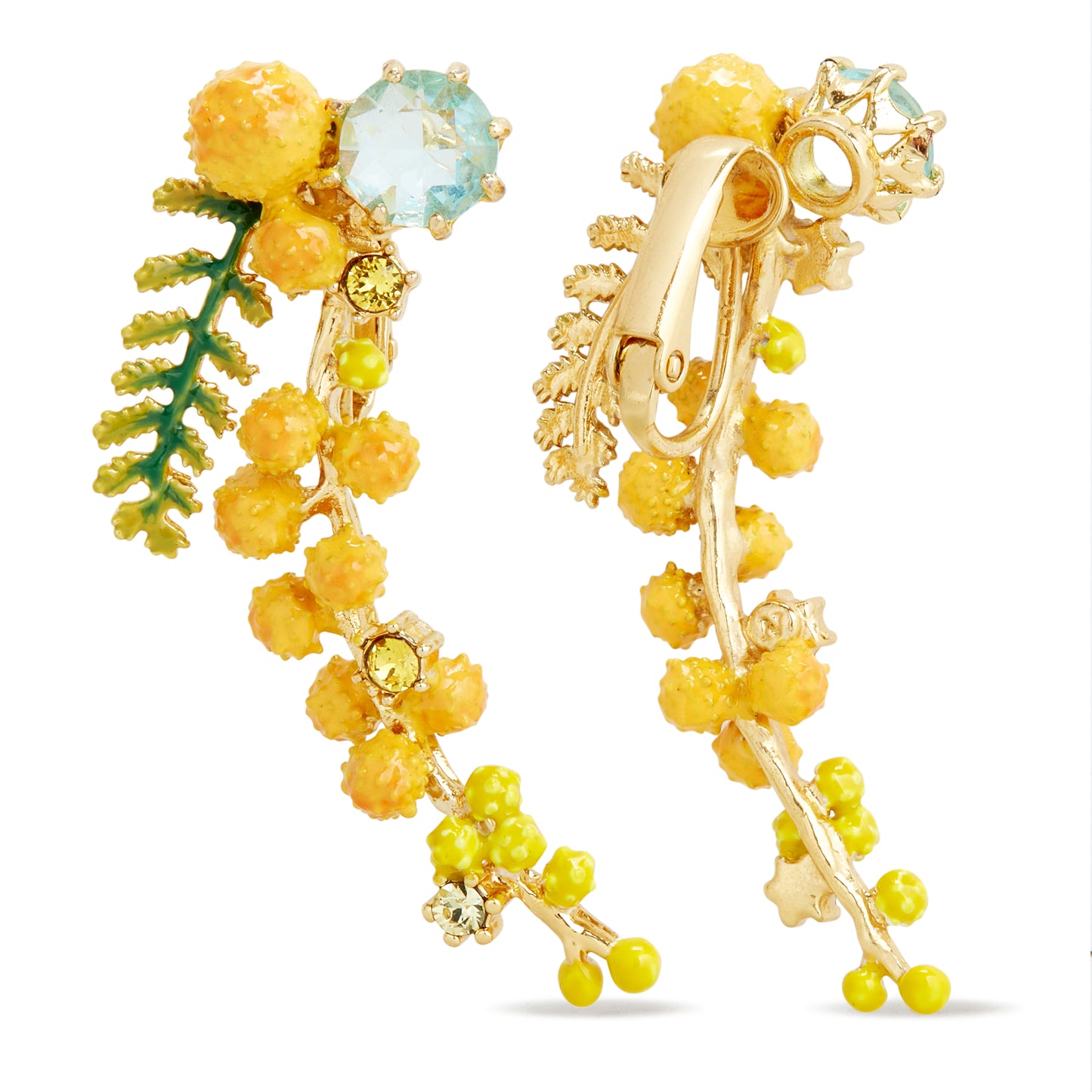 Les Néréides Clip Earrings JARDINS DE PROVENCE Stone & Long mimosa branch from the JARDINS DE PROVENCE collection officially available in Manila, Philippines