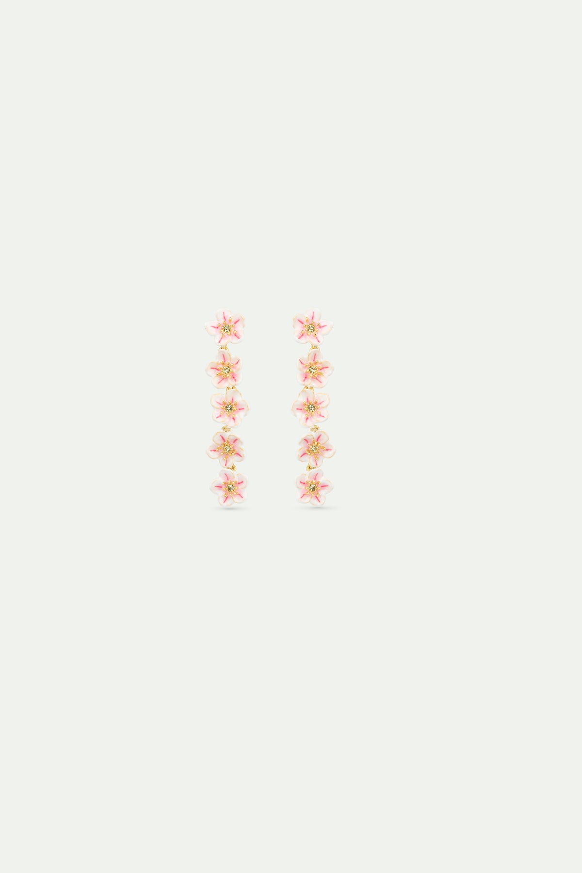 Mini white cherry blossom dangle earrings