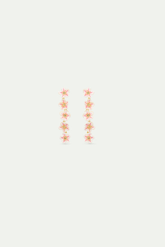 Mini white cherry blossom dangle earrings