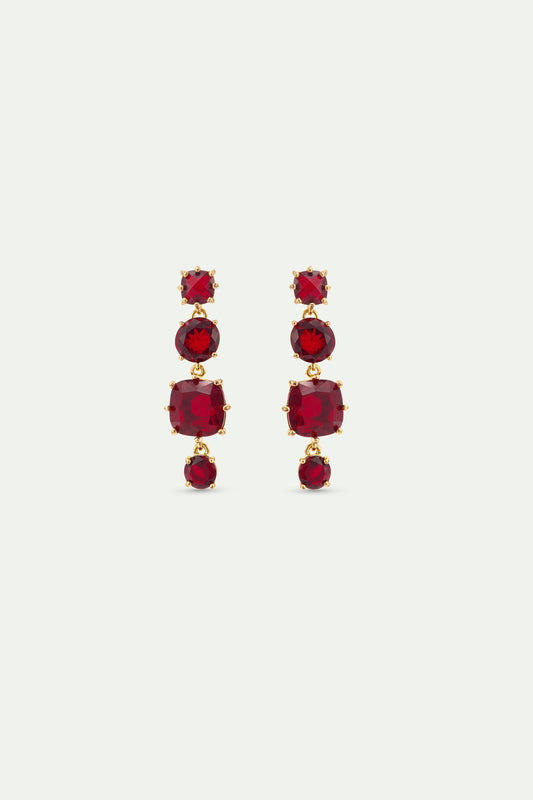 Garnet Red Diamantine 4 stone earrings