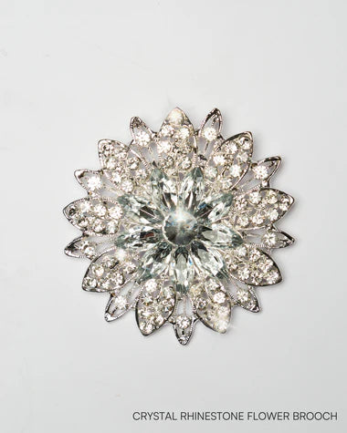 CRYSTAL RHINESTONE FLOWER BROOCH
