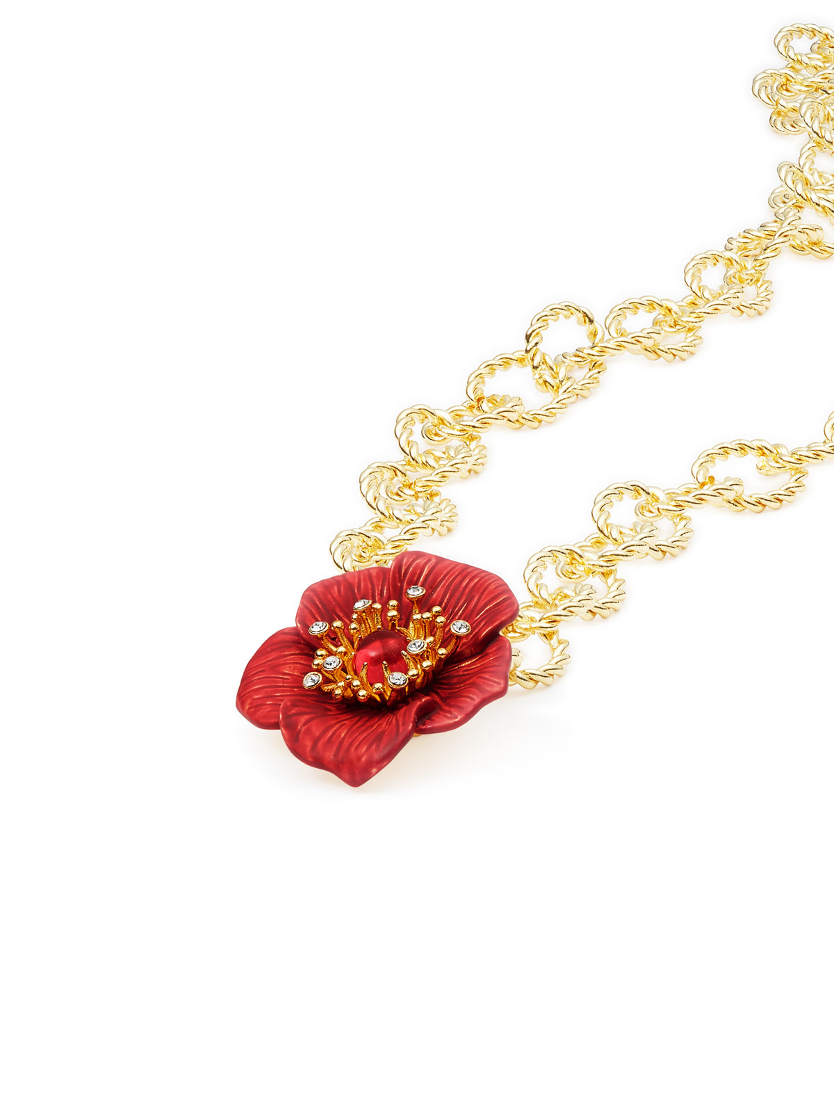 Red hellebore flower pendant necklace