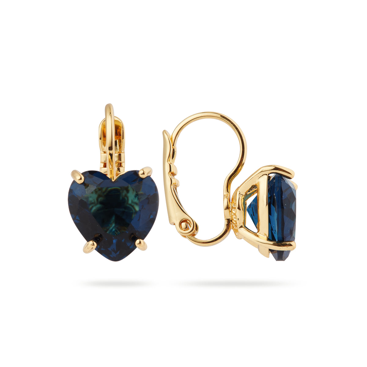 Ocean blue heart-shaped stone sleeper earrings