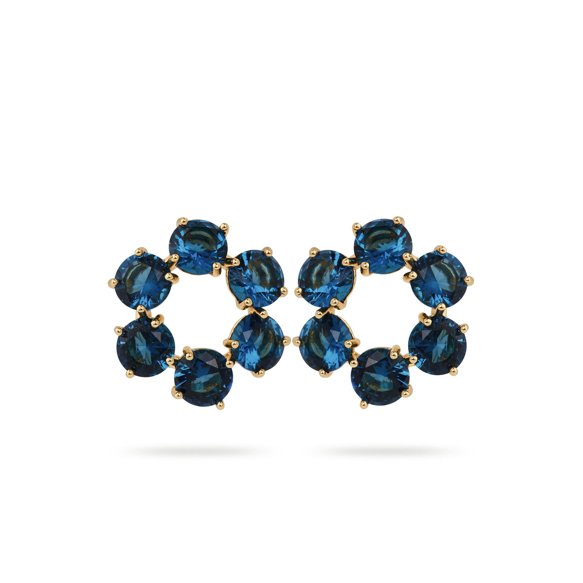 Ocean blue diamantine 6 stone post earrings