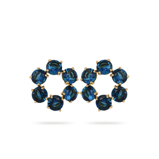 Ocean blue diamantine 6 stone post earrings