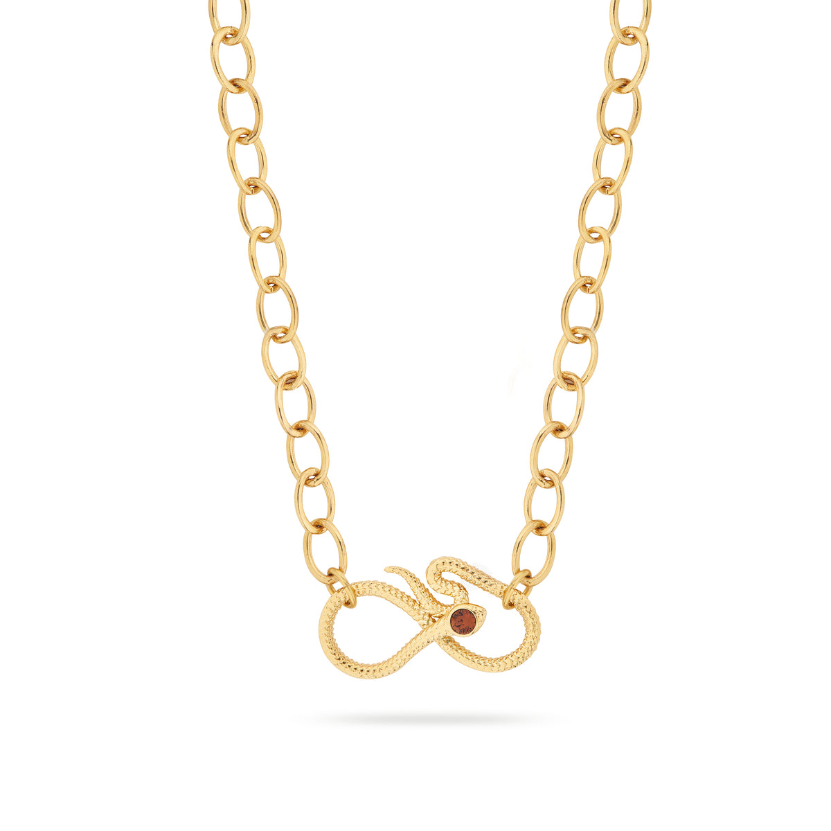 Oval link chain and egyptian snake statement neckace