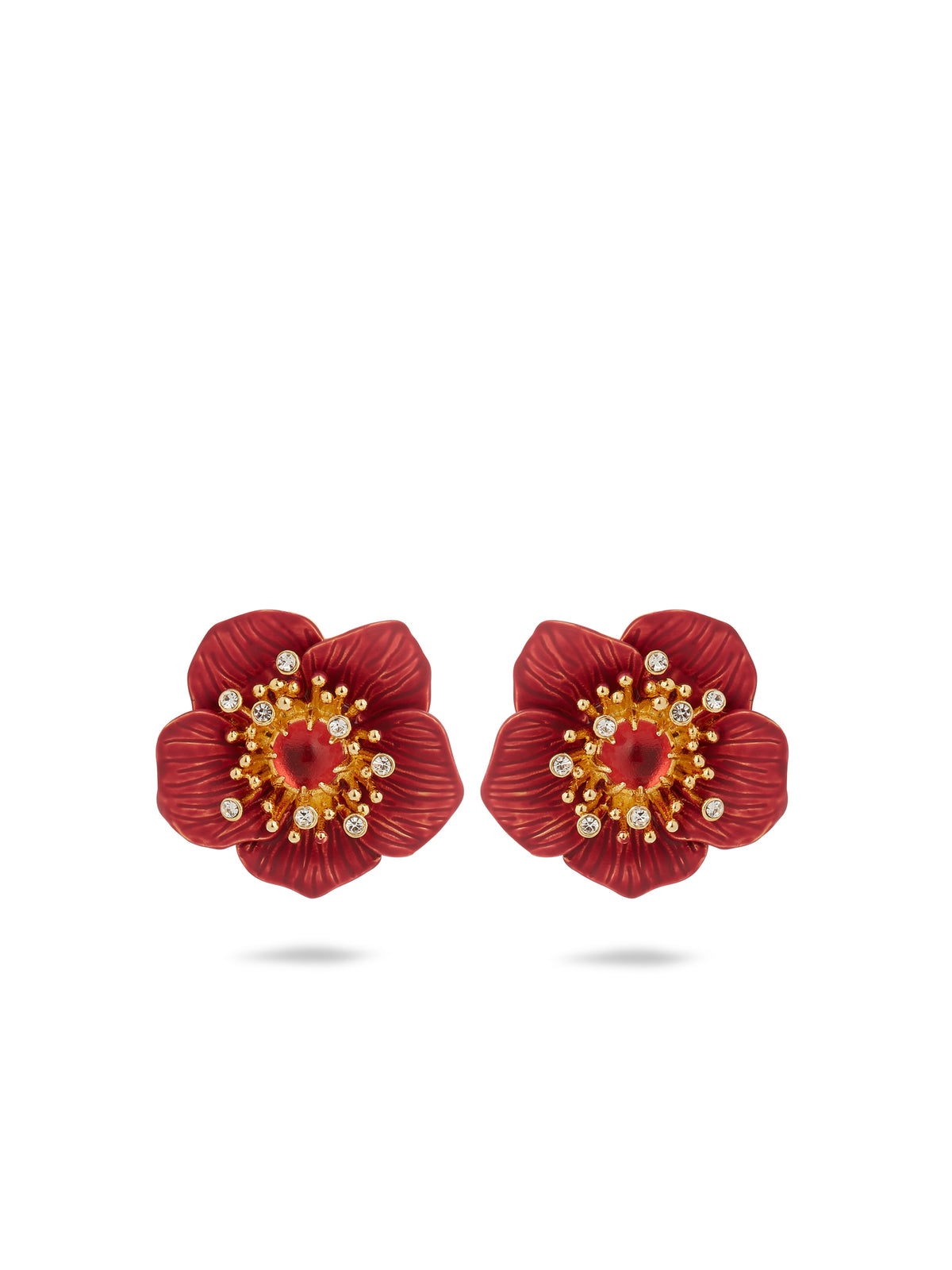 Red hellebore christmas flower earrings