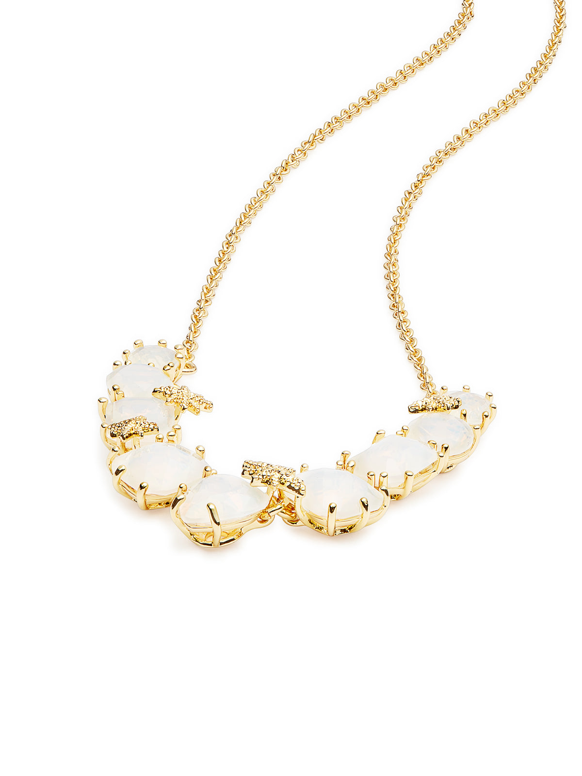 Opalescent white Diamantine thin necklace with nine stones and fine stars