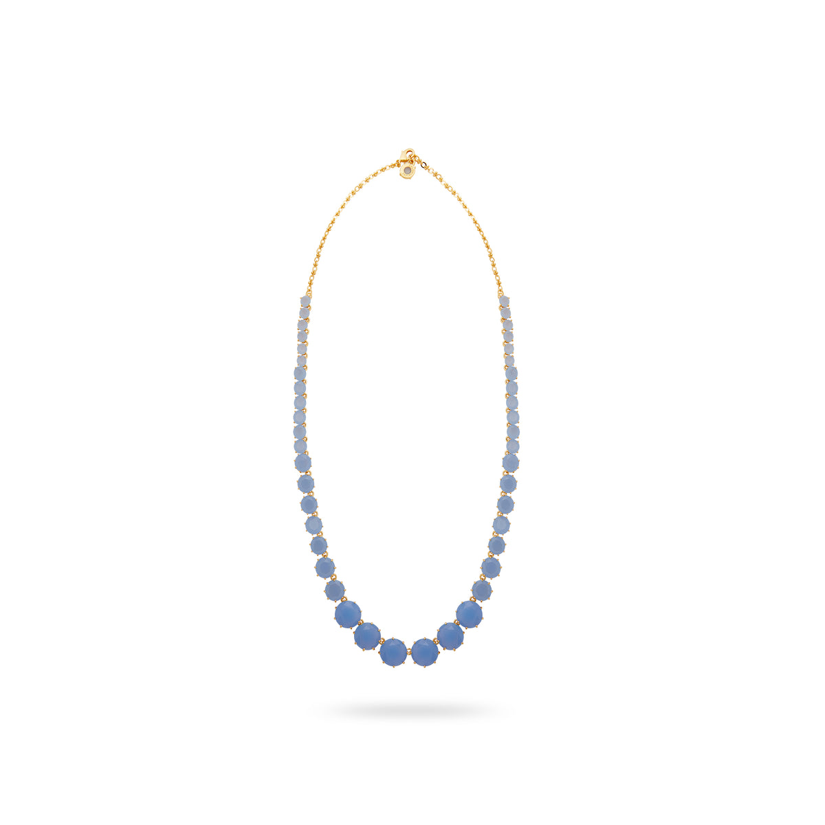 Sky blue Diamantine round stones long necklace