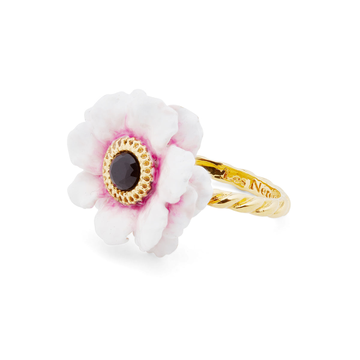 Pink peony adjustable ring