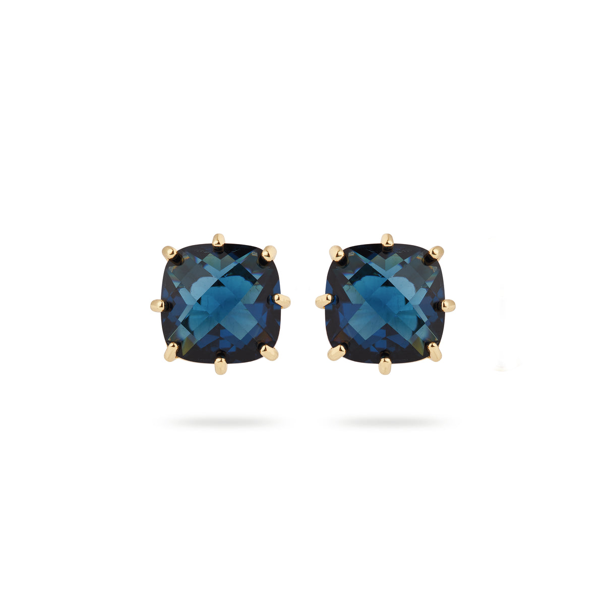 Ocean blue diamantine square stone post earrings