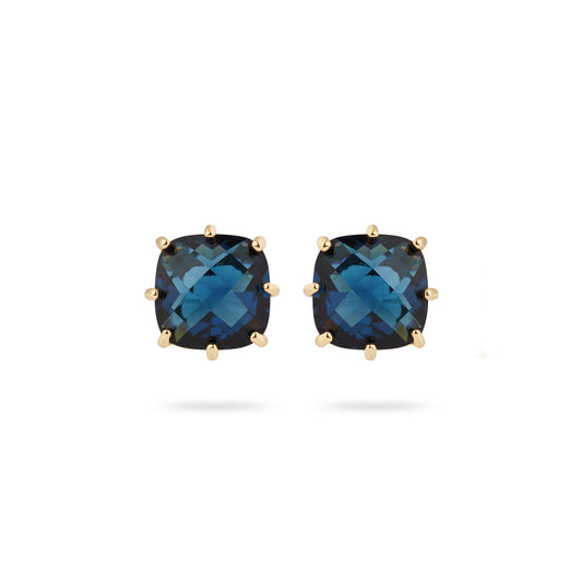 Ocean blue diamantine square stone post earrings