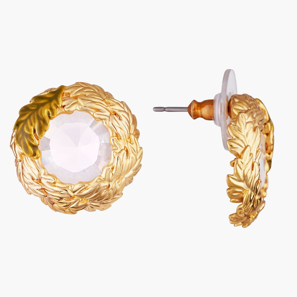 Oak Leaves Crown Stud Earrings
