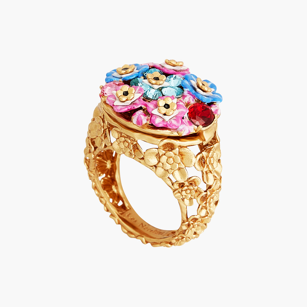 Forget-me-not Rosebuds and Ladybird Hidden Secret Medallion Ring
