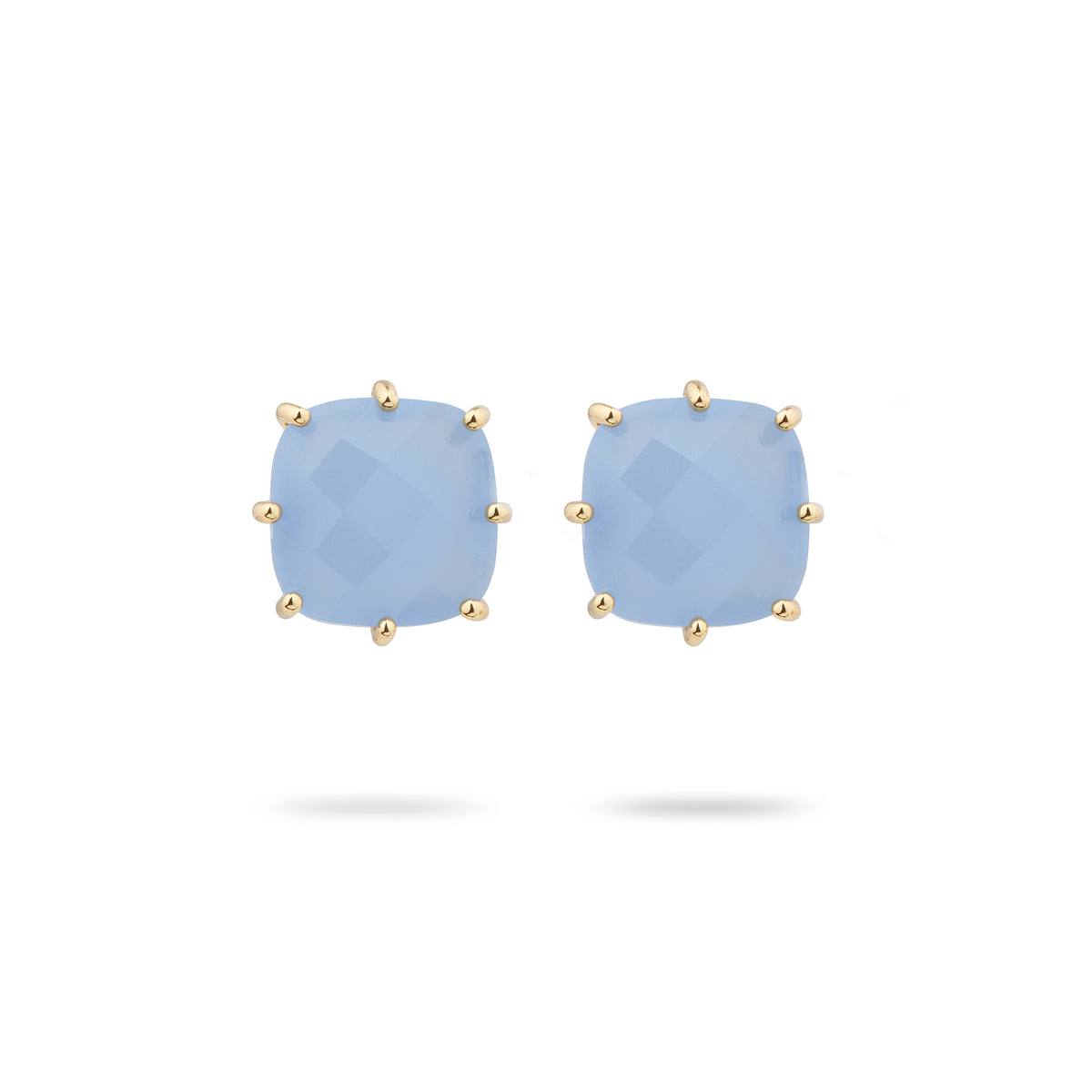 Sky blue Diamantine square stone post earrings