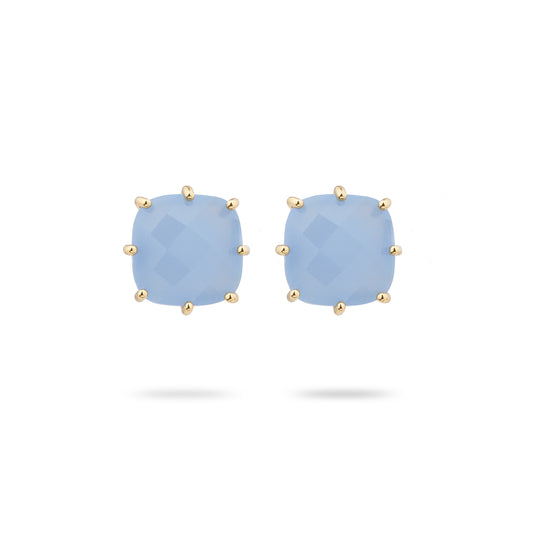 Sky blue Diamantine square stone post earrings