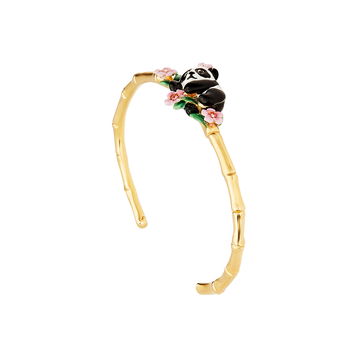 Panda and Flowers Bangle Bracelet