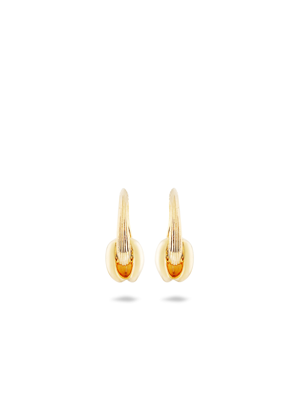 Gold and faceted glass hoop earrings