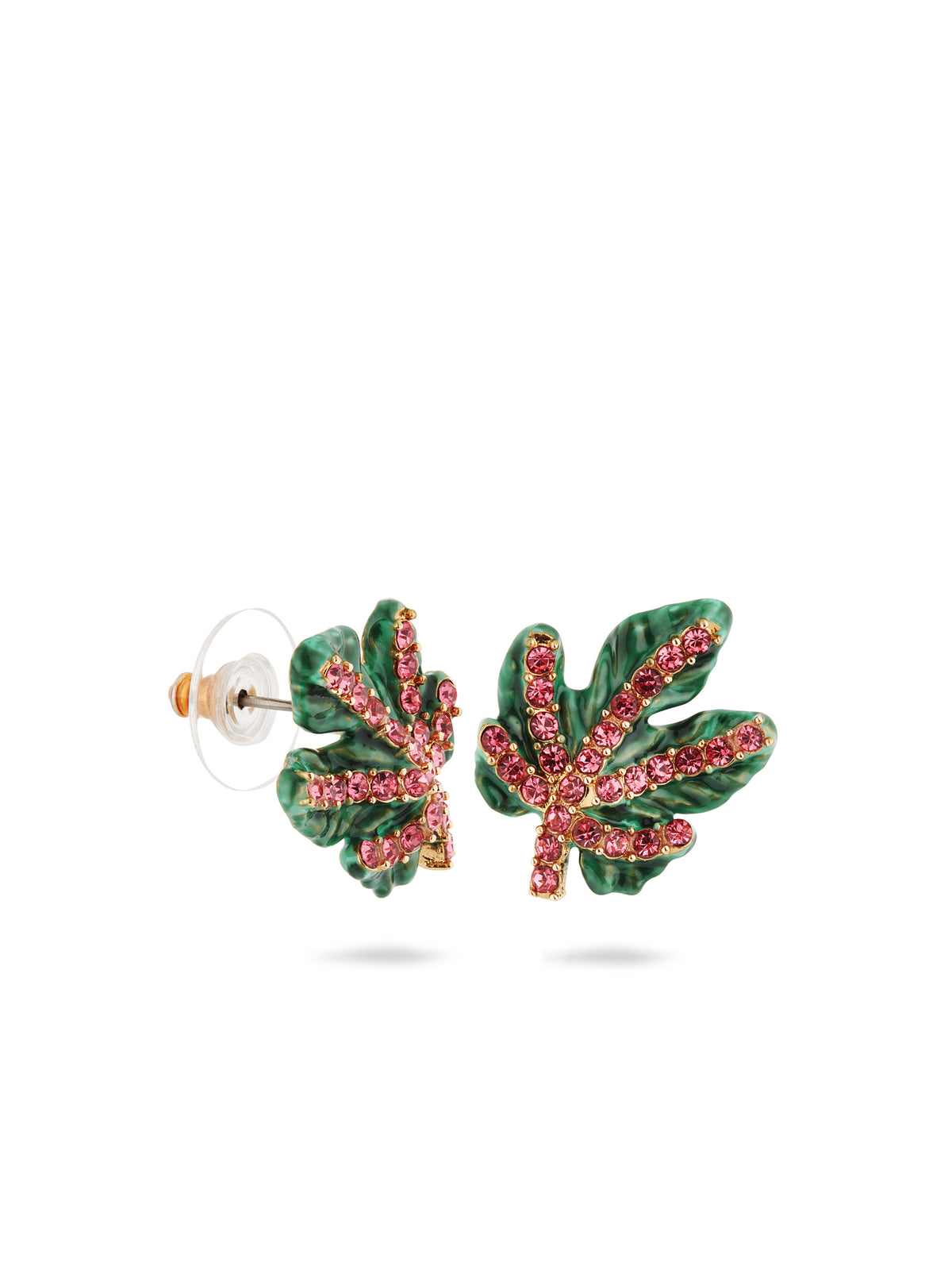 Vine leaf and faceted crystal earrings