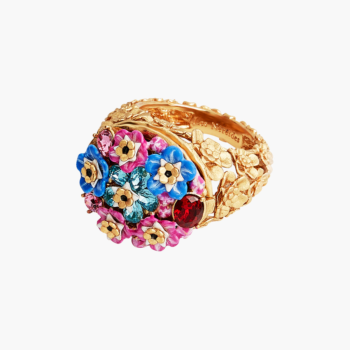 Forget-me-not Rosebuds and Ladybird Hidden Secret Medallion Ring