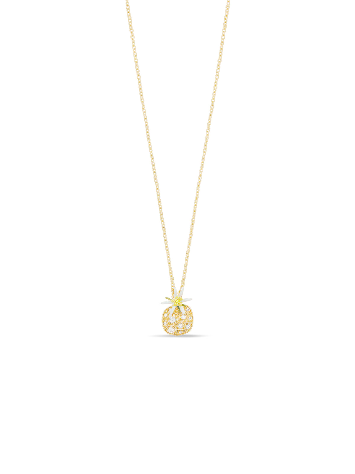 Edelweiss flower and cubic zirconia pendant necklace