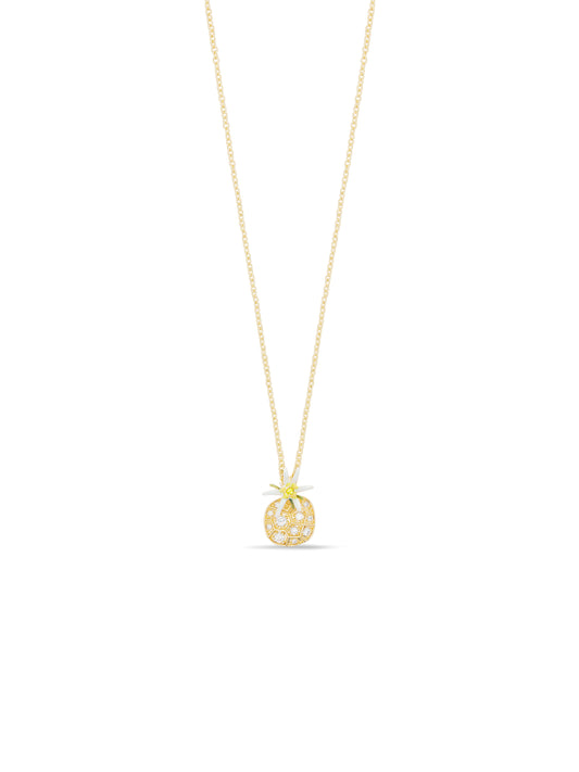 Edelweiss flower and cubic zirconia pendant necklace