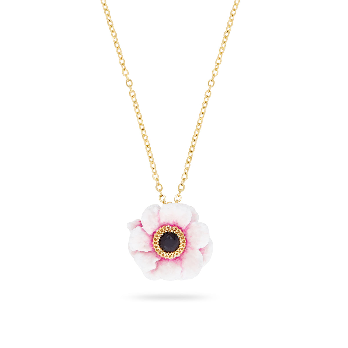 Pink peony fine necklace
