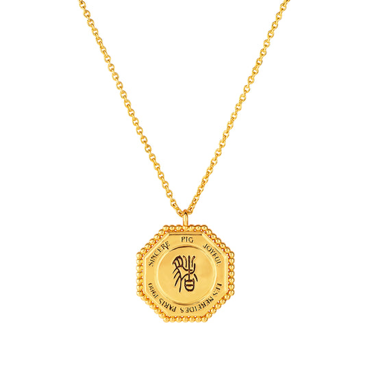 Pig zodiac sign pendant necklace
