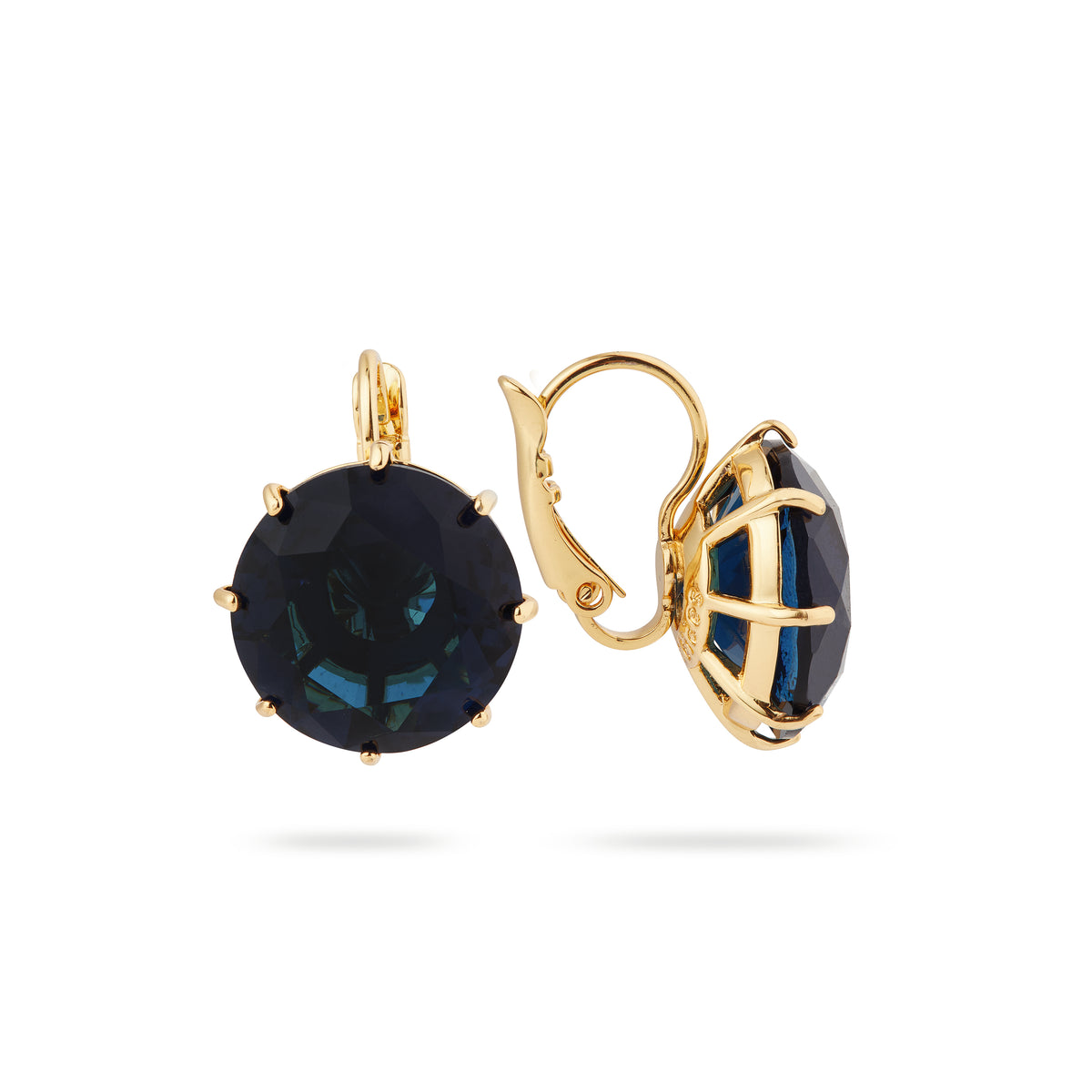 Ocean blue Diamantine round stone sleeper earrings
