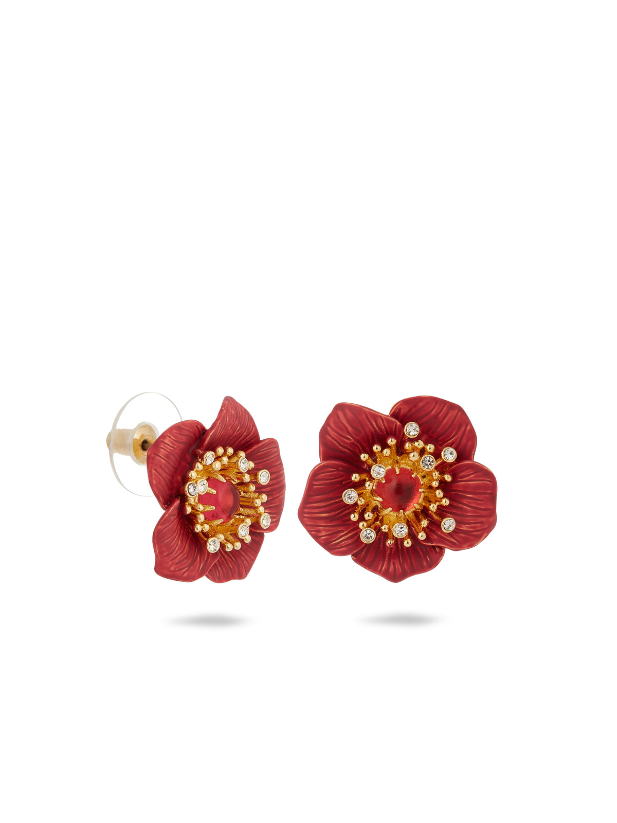 Red hellebore christmas flower earrings