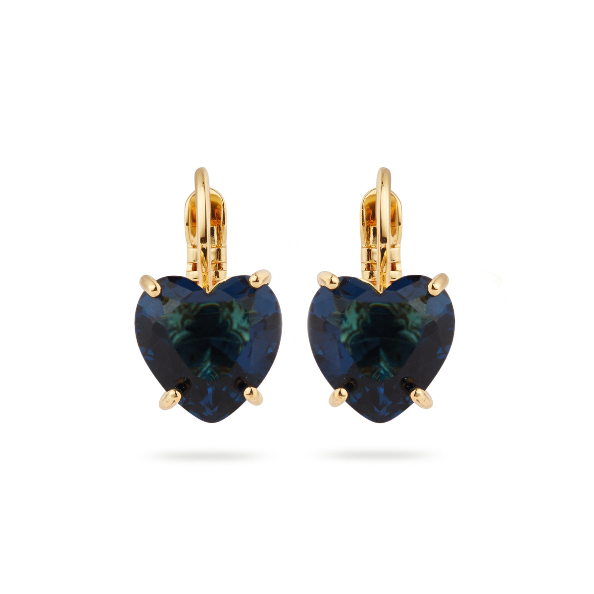 Ocean blue heart-shaped stone sleeper earrings