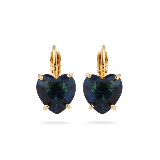 Ocean blue heart-shaped stone sleeper earrings