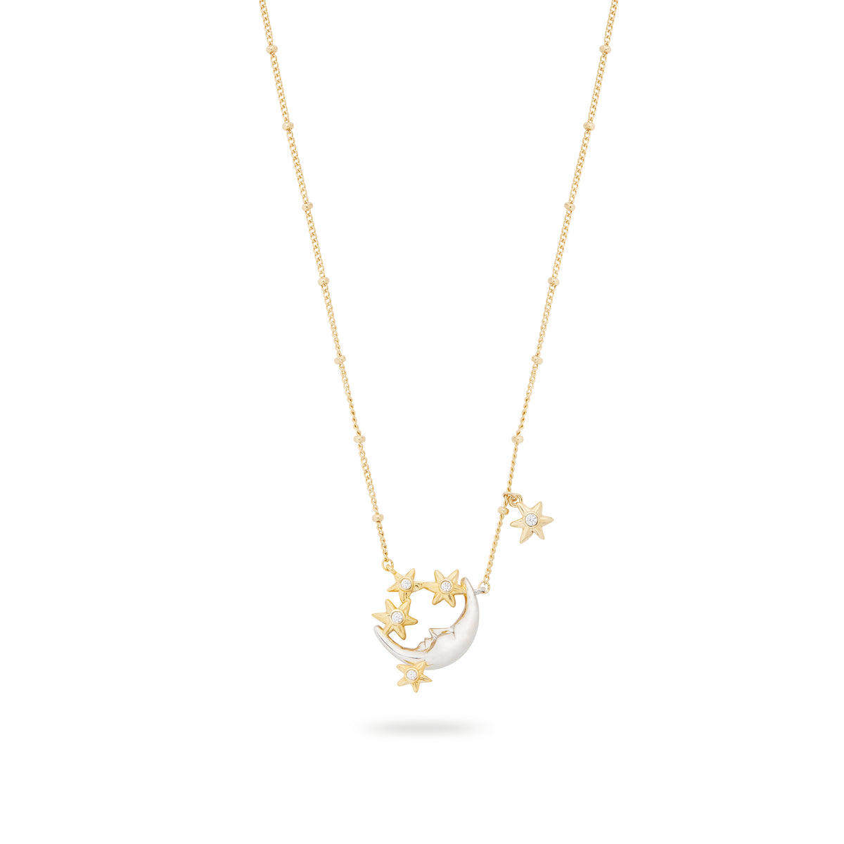Moon and star pendant necklace