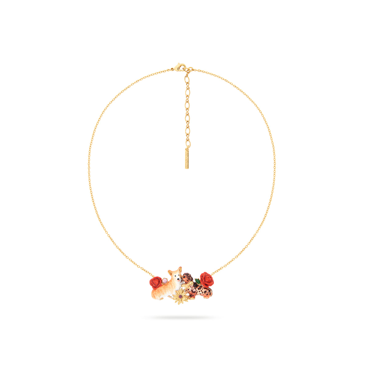 Corgi, dachshund and flower statement necklace
