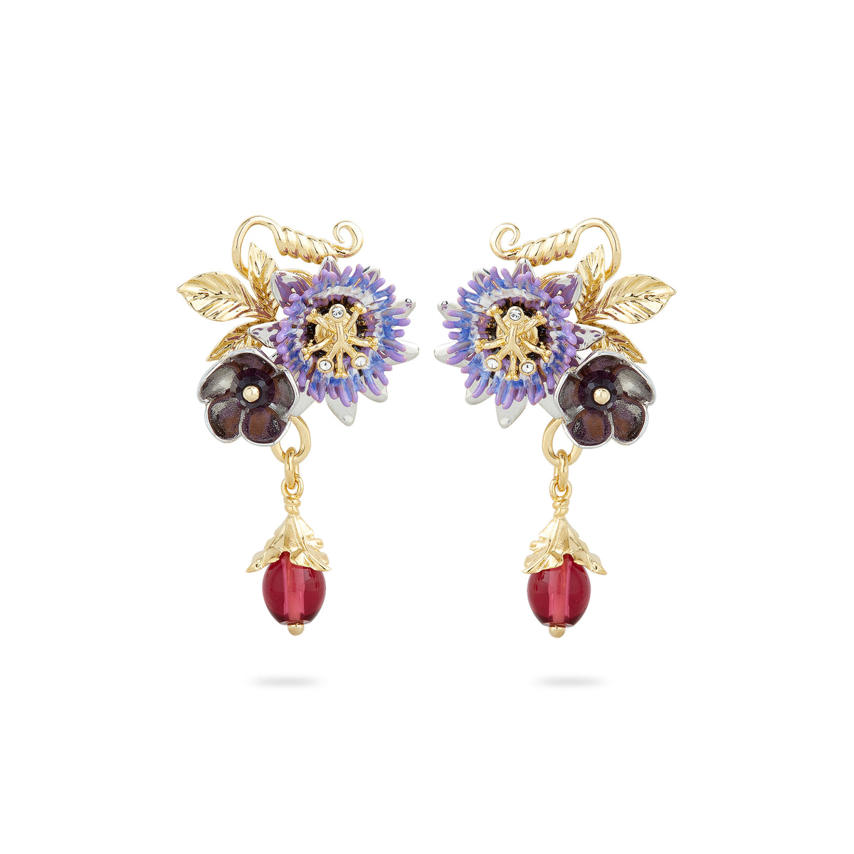 Passionflower dangling earrings
