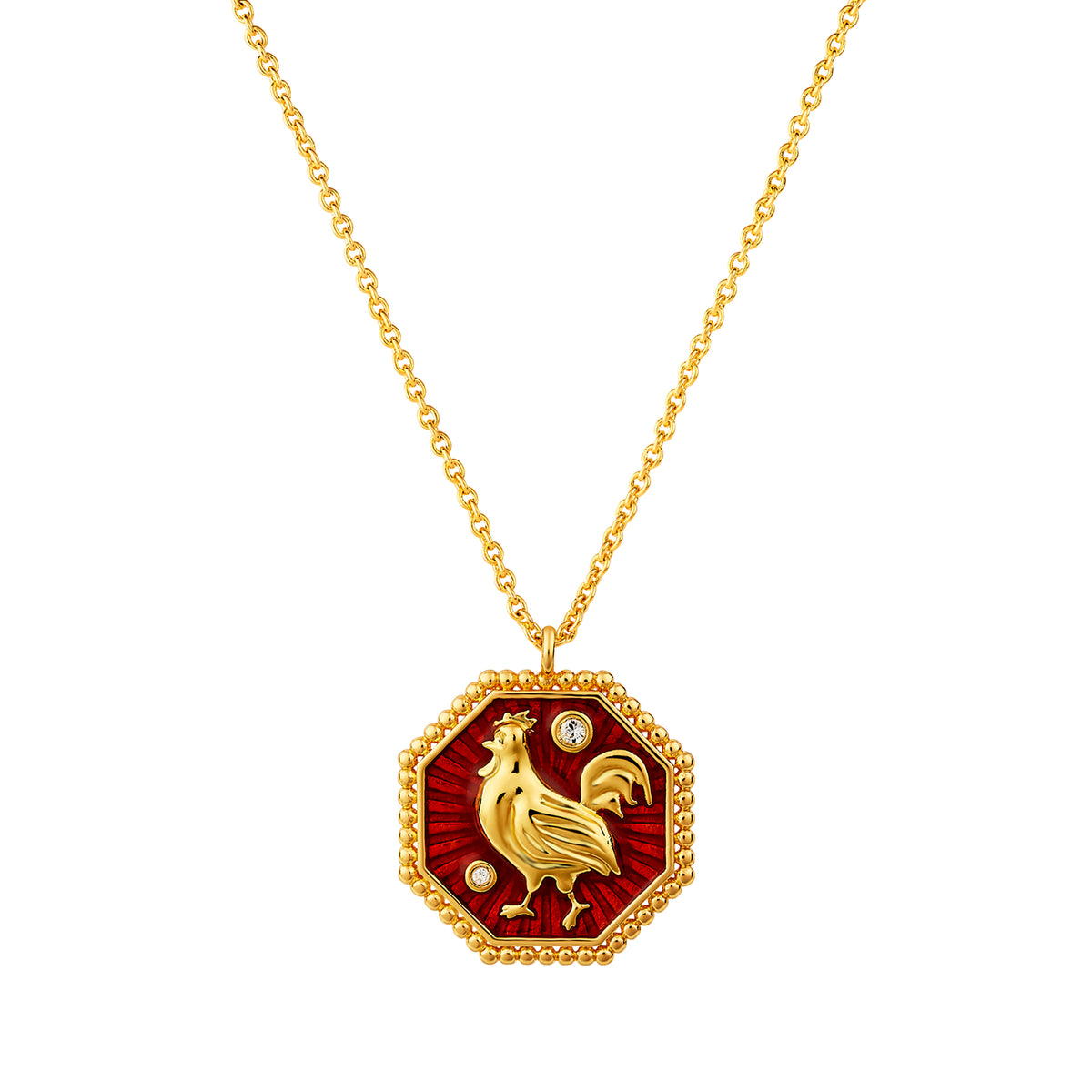 Rooster zodiac sign pendant necklace