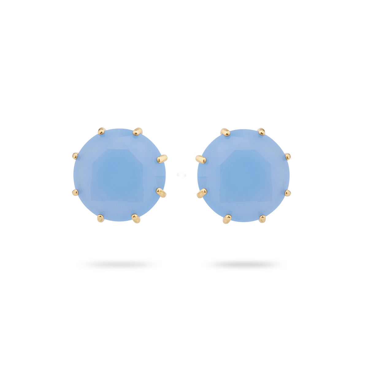Sky blue Diamantine round stone post earrings