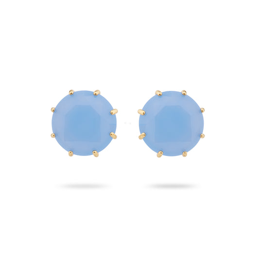 Sky blue Diamantine round stone post earrings