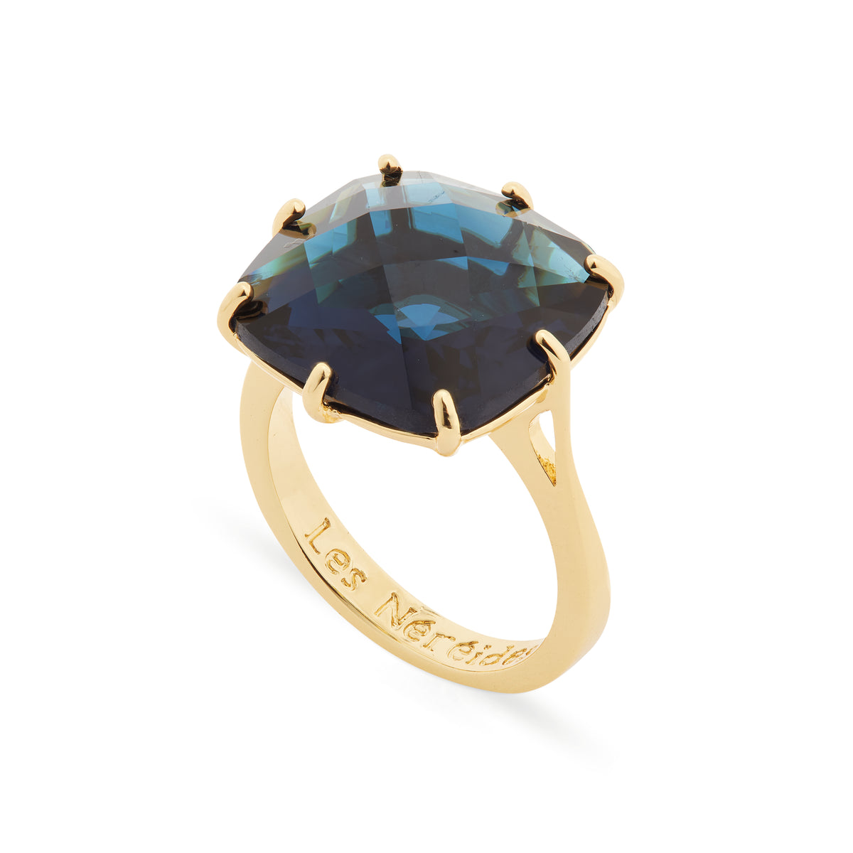 Oean blue diamantine square solitaire ring