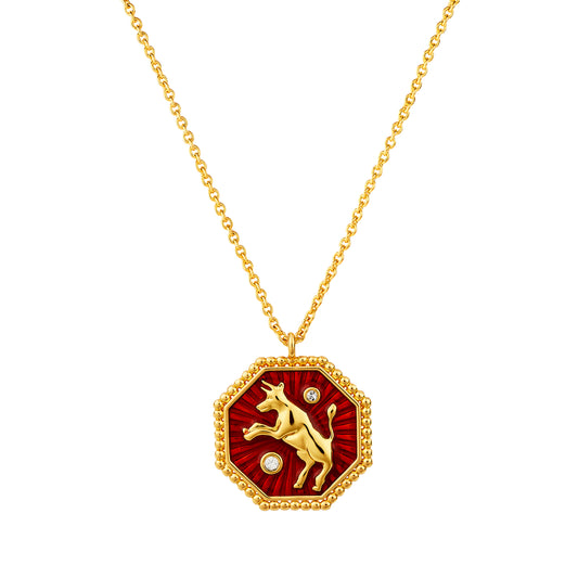 OX zodiac sign pendant necklace