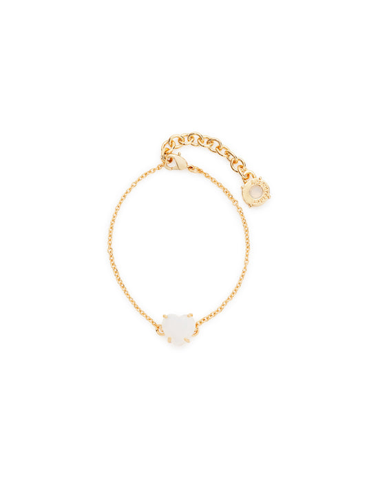 Fine Opalescent white Diamantine heart stone bracelet