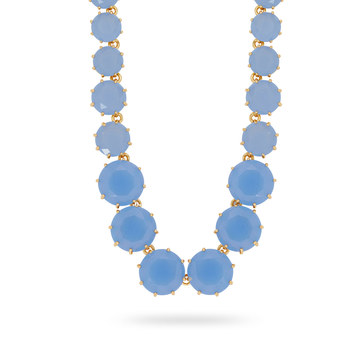 Sky blue Diamantine round stones long necklace
