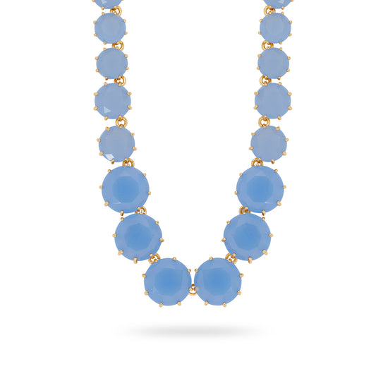 Sky blue Diamantine round stones long necklace
