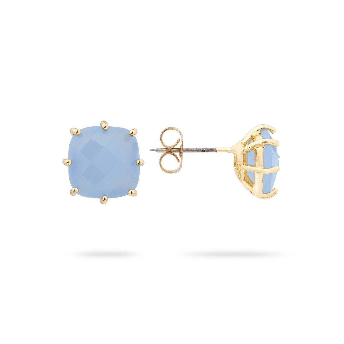 Sky blue Diamantine square stone post earrings