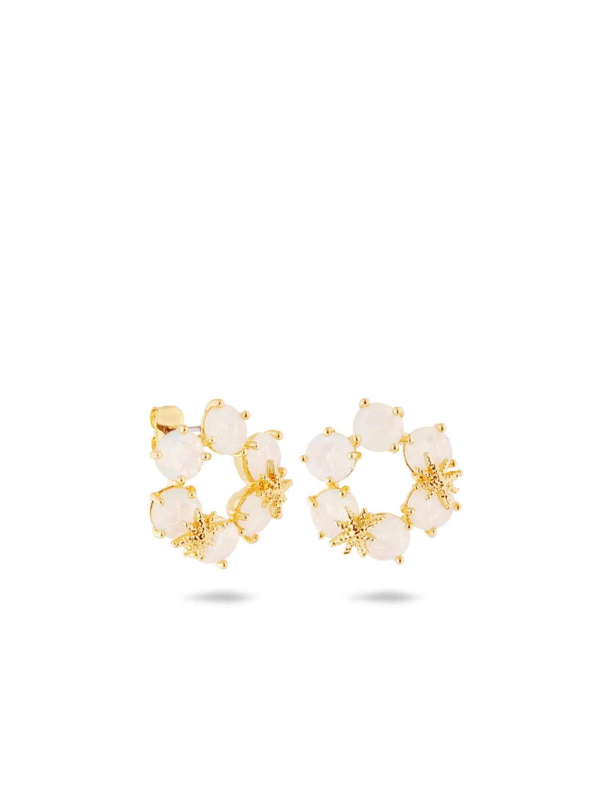 Opalescent white Diamantine six stone earrings with fine stars