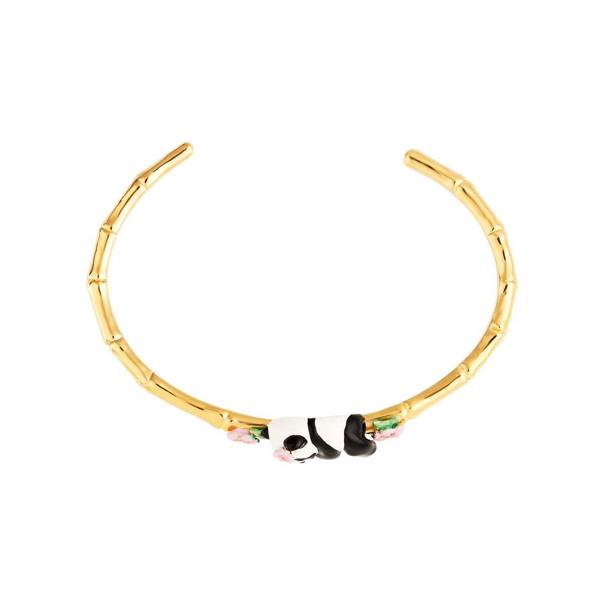 Panda and Flowers Bangle Bracelet