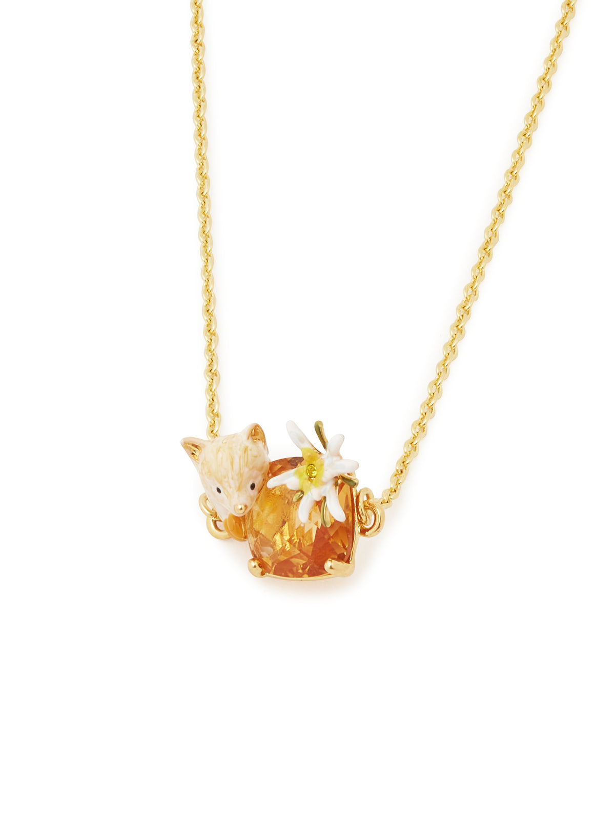 Edelweiss flower, arctic fox and faceted crytal fine bracelet