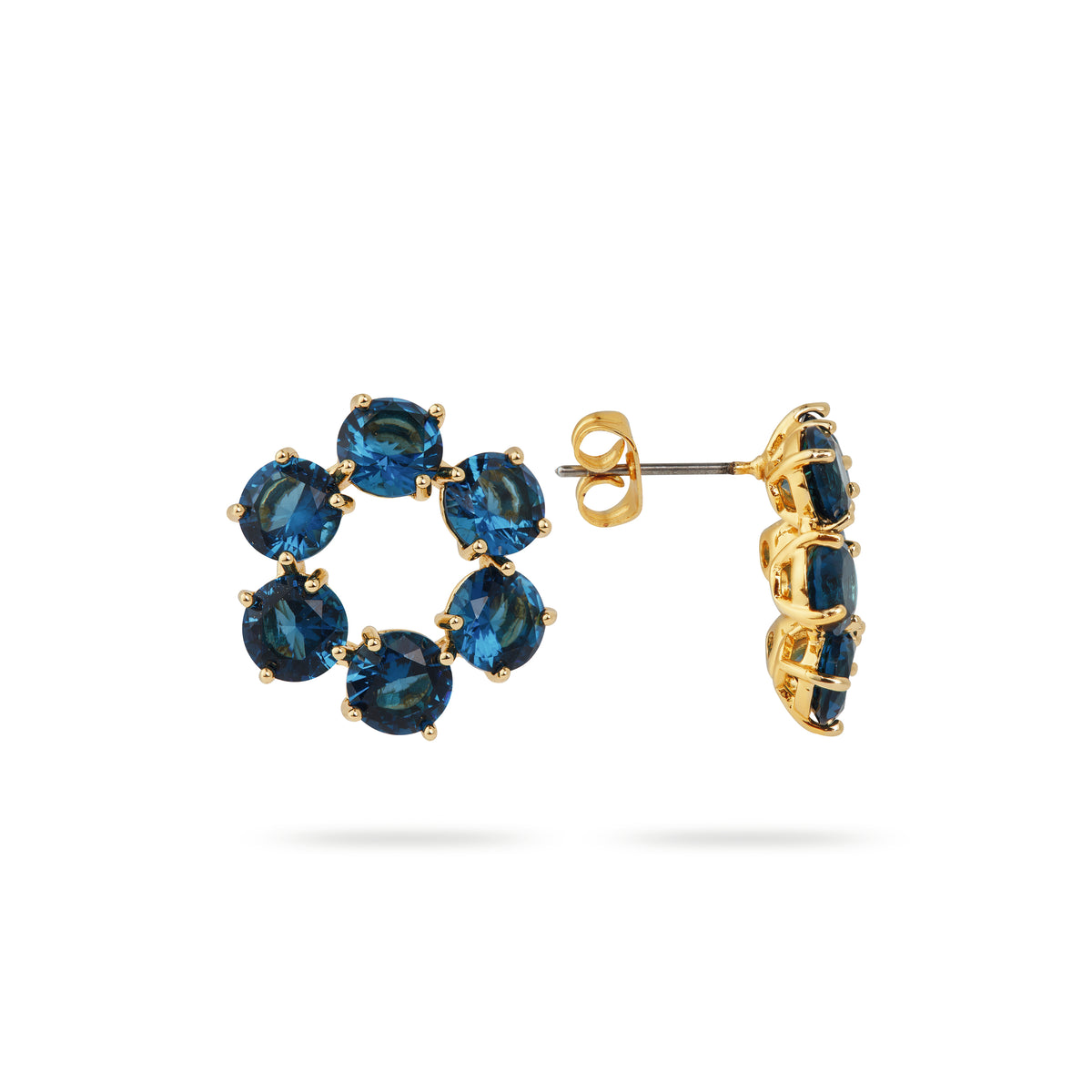Ocean blue diamantine 6 stone post earrings